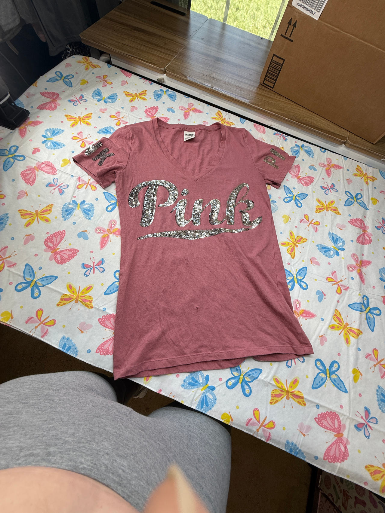 Victoria's Secret Pink Sequin Logo T-Shirt