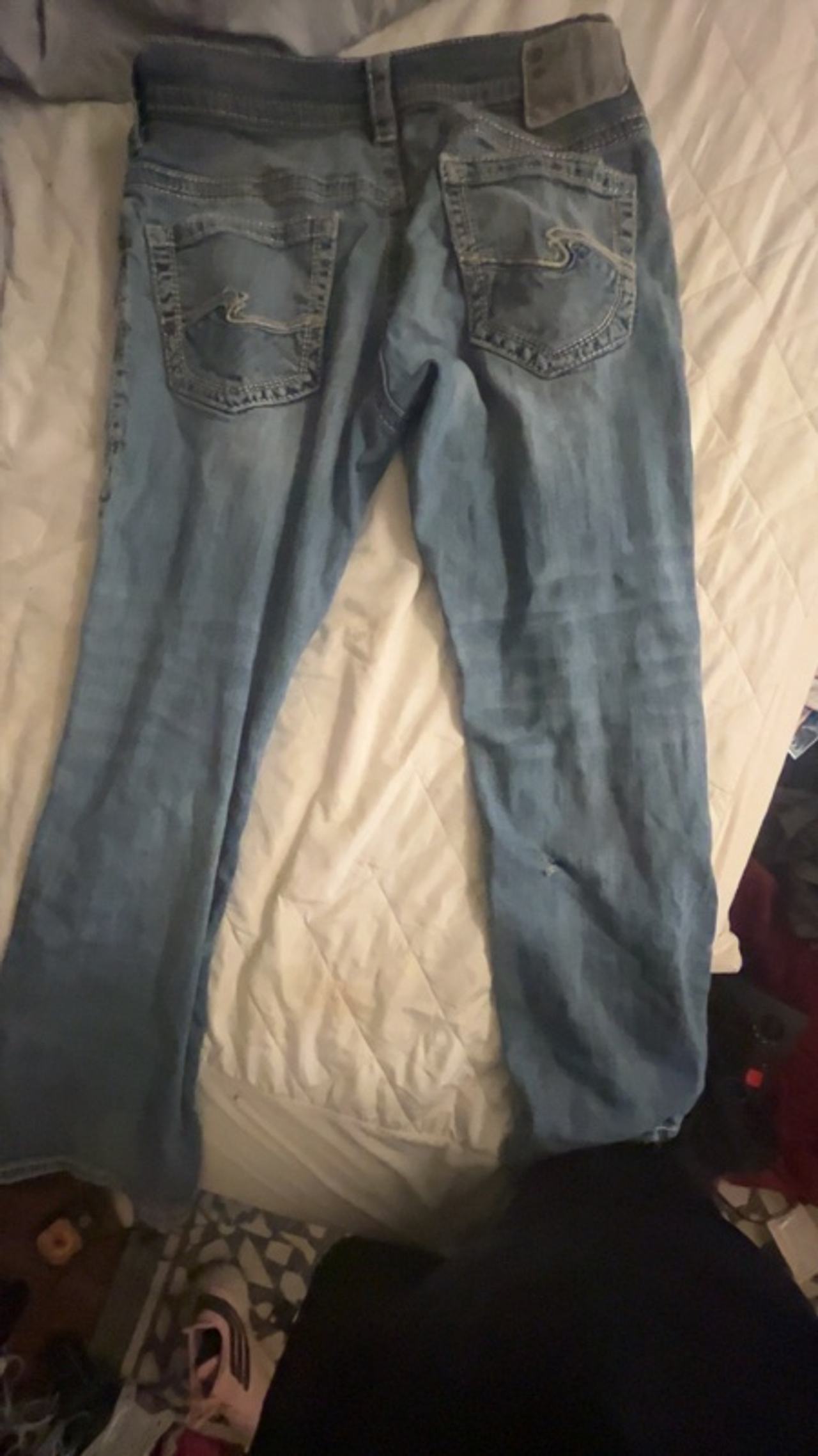 BKE Men's Blue Denim Distressed Jeans