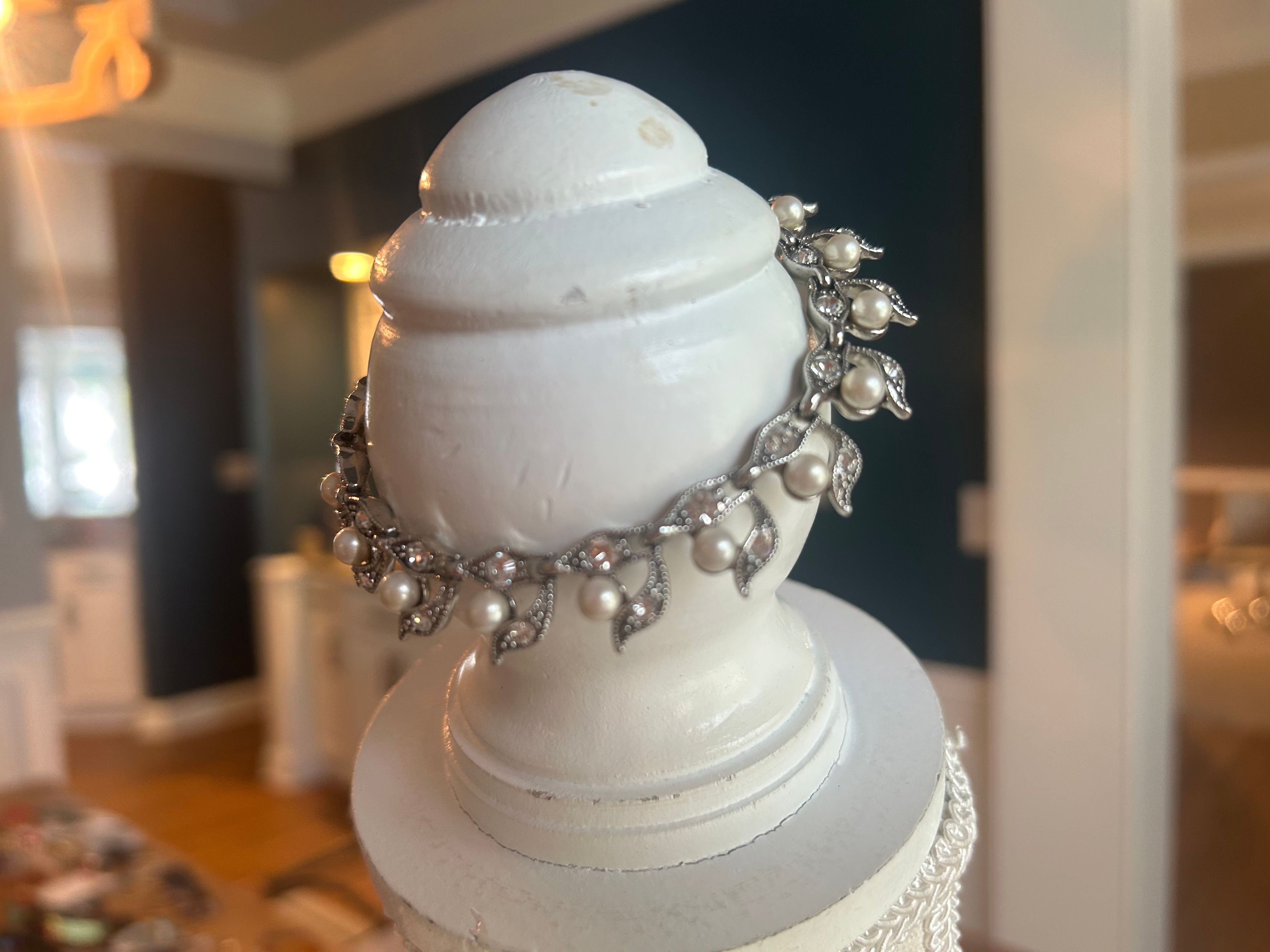 vintage pearl and rhinestone bracelet