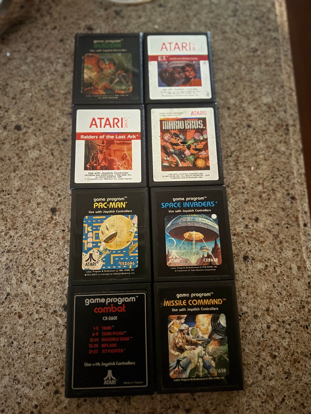 Lot of 8 Vintage Atari 2600 Games – Mario Bros, Pac-Man, E.T., Raiders, More 