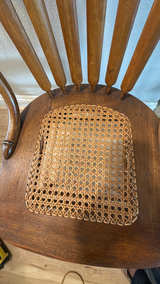 Antique Pressed Back Oak Chair with Cane Seat - Image 3