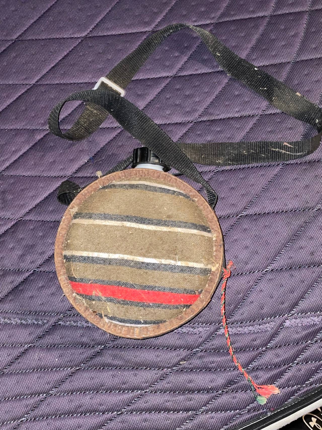 Vintage 2-Quart Striped Canvas Canteen