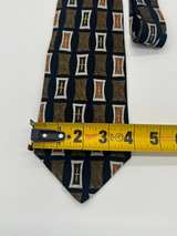 Henry Grethel Necktie Black Brown Tan Gold Geometric Silk Classic - Image 5