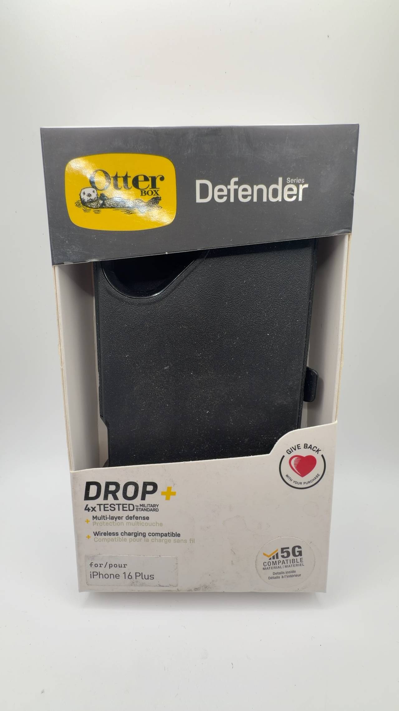 OtterBox Defender Series Rugged Case with Holster – Black (iPhone 16 Plus)