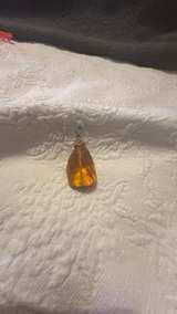 Vintage Amber Glass Teardrop Pendant - Image 2