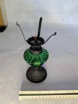 Vintage Miniature Green Glass Oil Lamp - Image 3