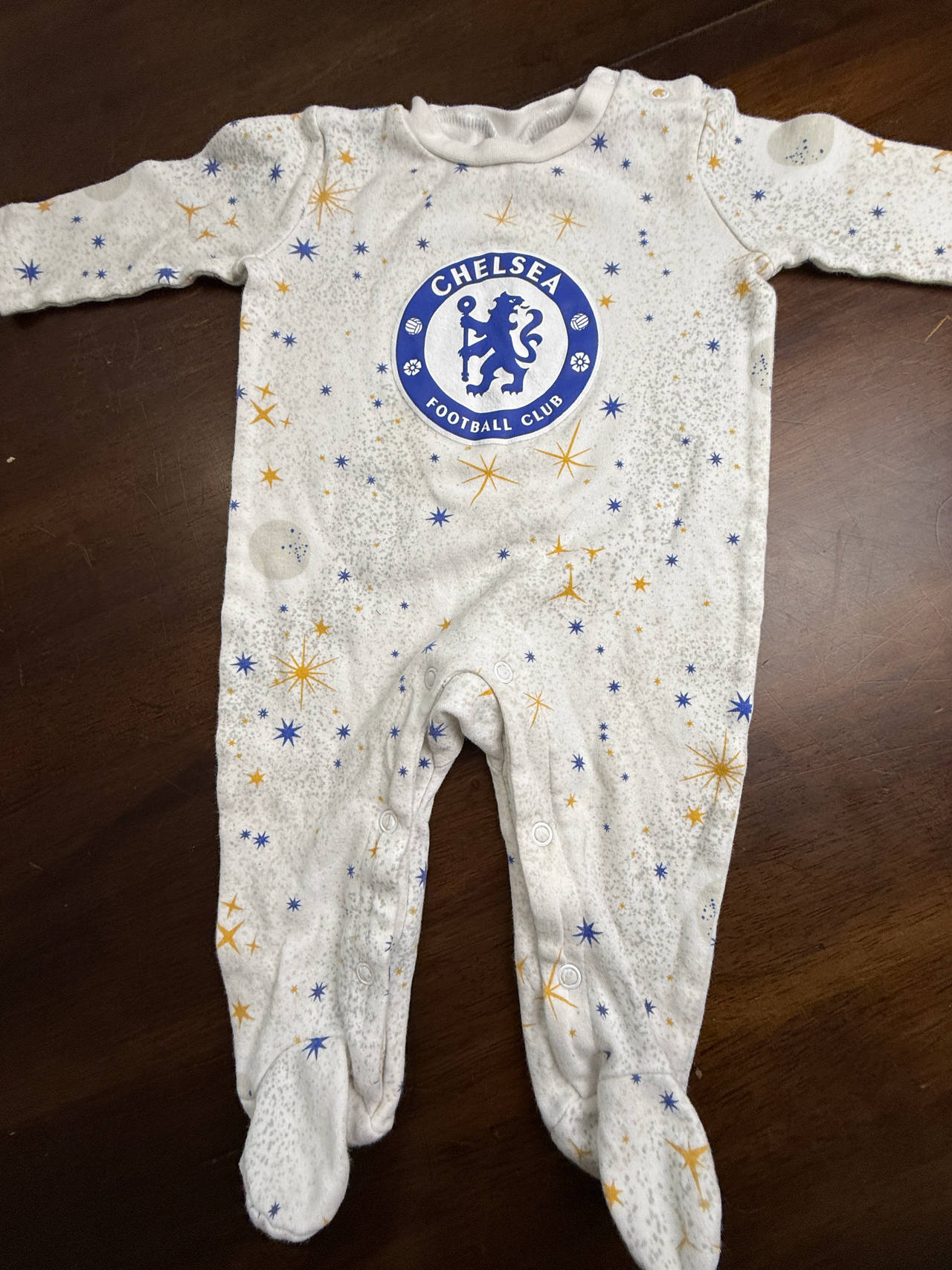 Chelsea FC Baby Star Print Sleepsuit 3-6mos