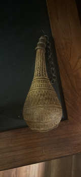 Antique Leather Camel Leather Powder Flask - Image 2