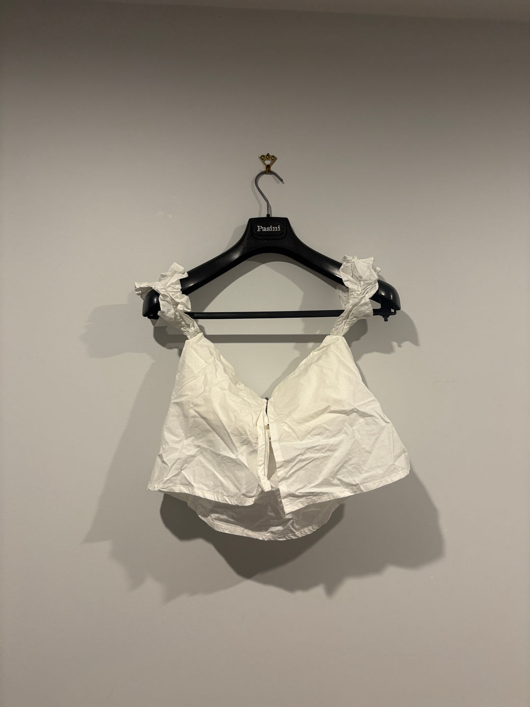 White Ruffle Strap Crop Top