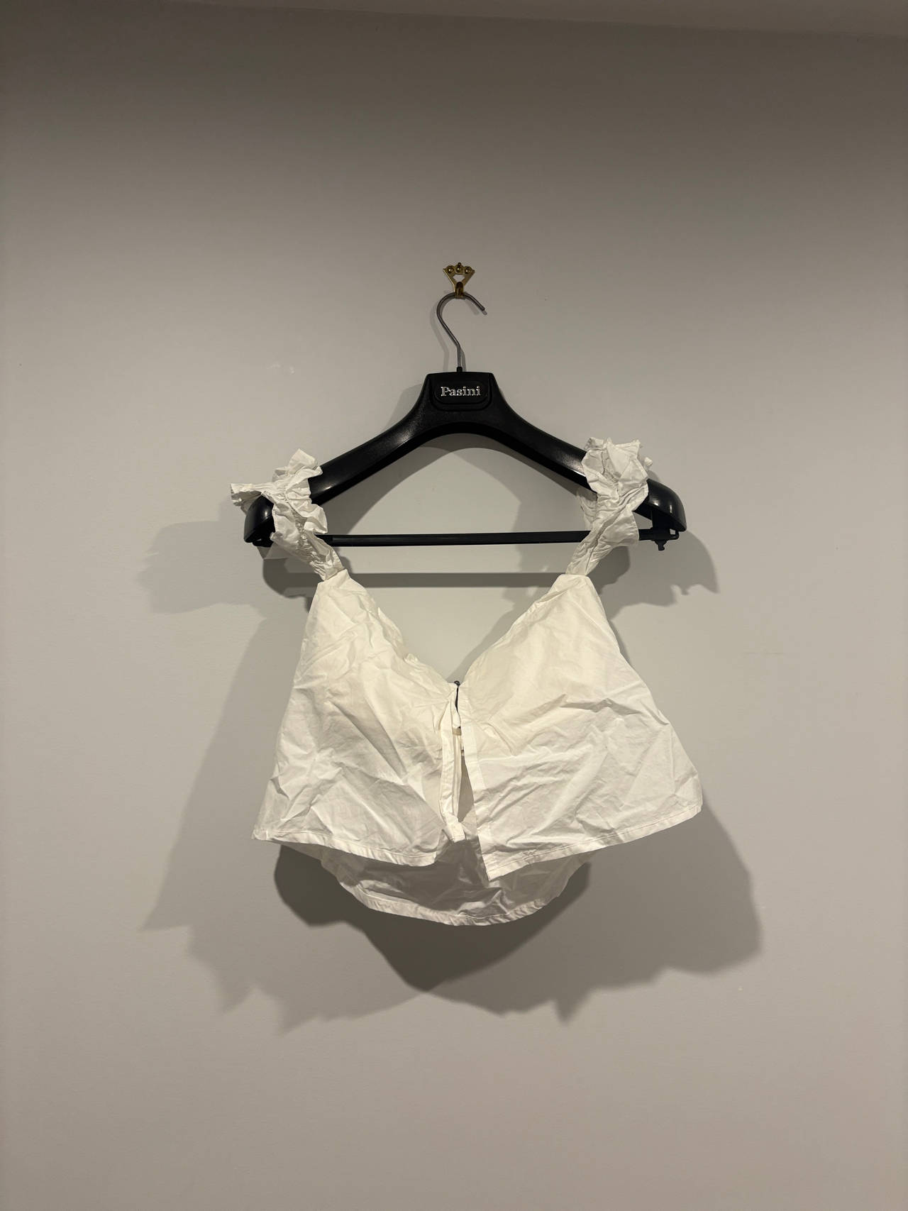 White Ruffle Strap Crop Top