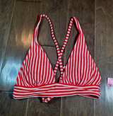 Red and White Striped Ribbed Bikini Top - Image 2