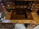Solid Oak Roll Top Computer Desk Large! - Image 2