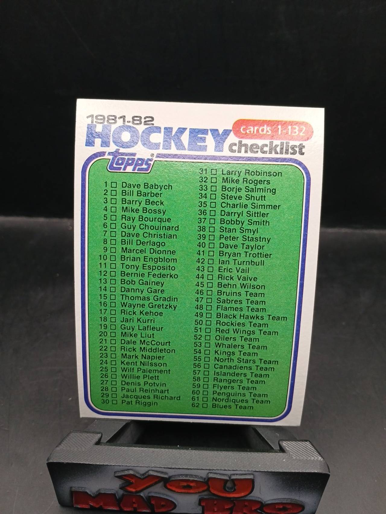 1981-82 Topps Hockey Checklist Card #1-132