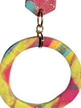 Handmade Marbled Polymer Clay Hoop Earrings - Image 2