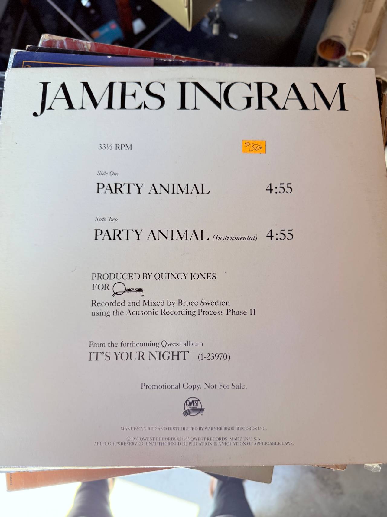 James Ingram - Party Animal 12" Promo Single