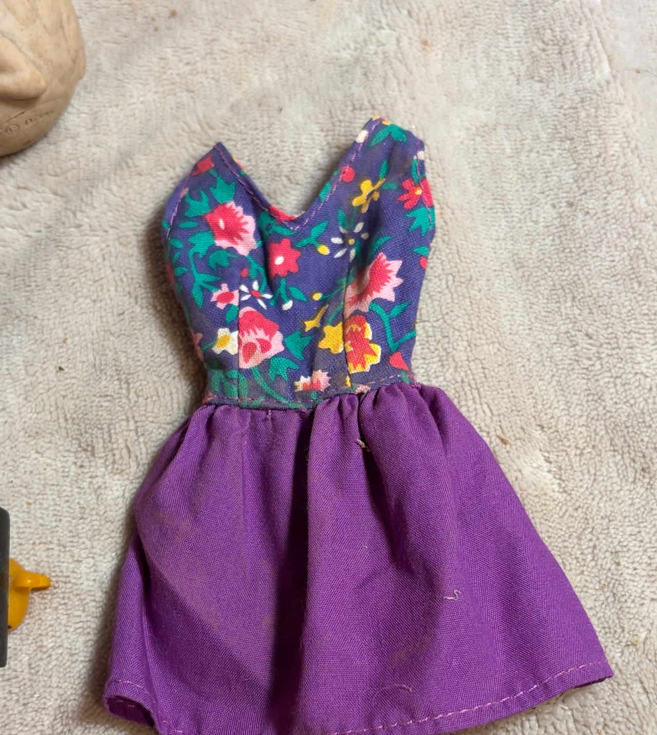 Vintage Barbie Purple Floral Doll Dress