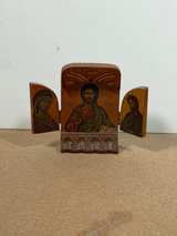 Greek Orthodox Wooden Triptych Icon - Image 3