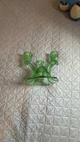 Vintage Green Uranium Glass 2-Light Candelabra - Image 2