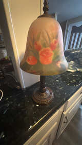 Vintage Reverse Painted Rose Shade Table Lamp - Image 2