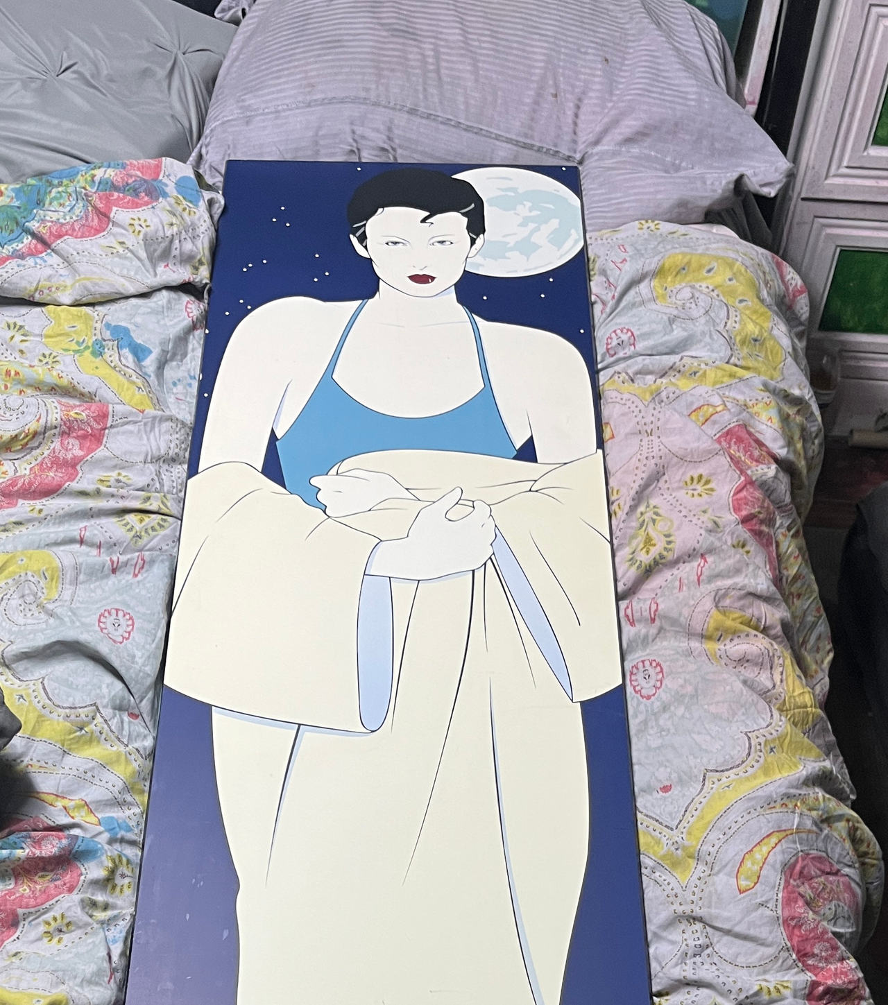 Patrick Nagel Vintage Wood Panel Art