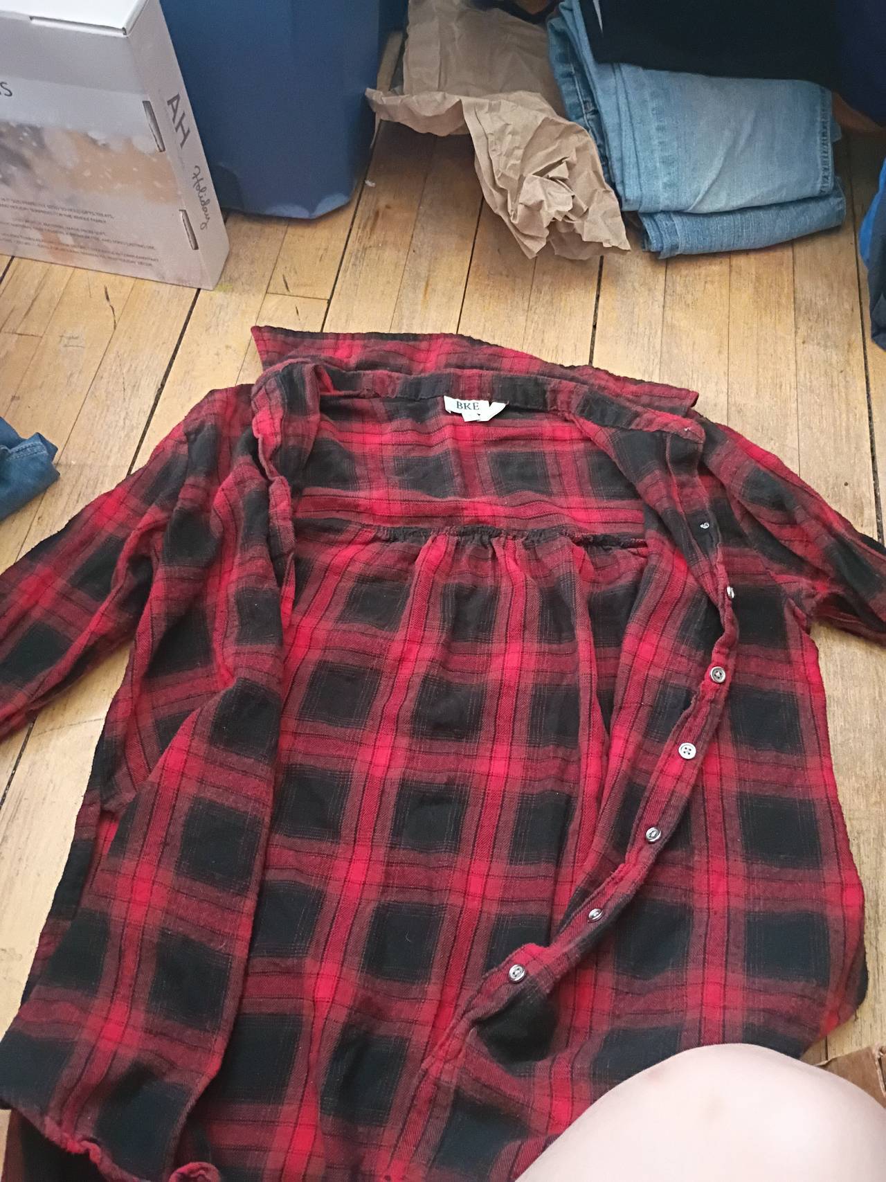 BKE Red and Black Plaid Flannel Shirt