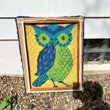 Vintage Owl Latch Hook Rug Wall Hanging - Image 2