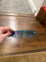 Blue Transparent Rectangular Sunglasses - Image 2