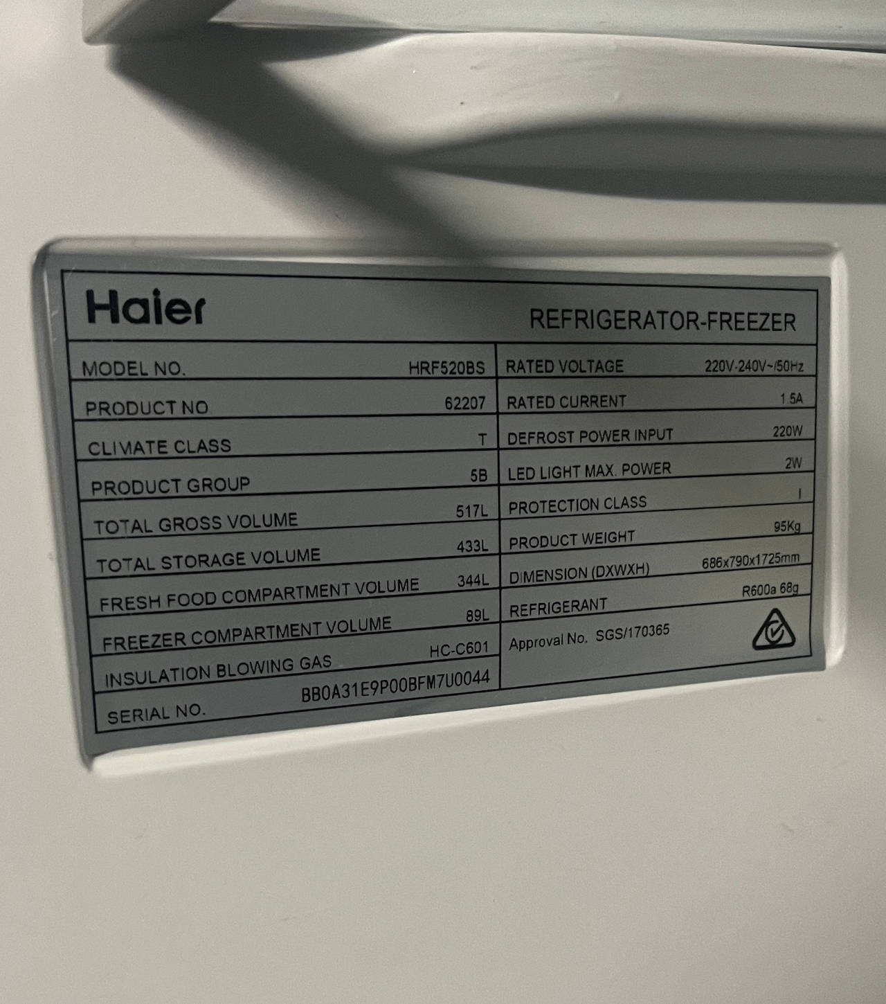 Haier HRF520BS 517L Bottom Mount Refrigerator
