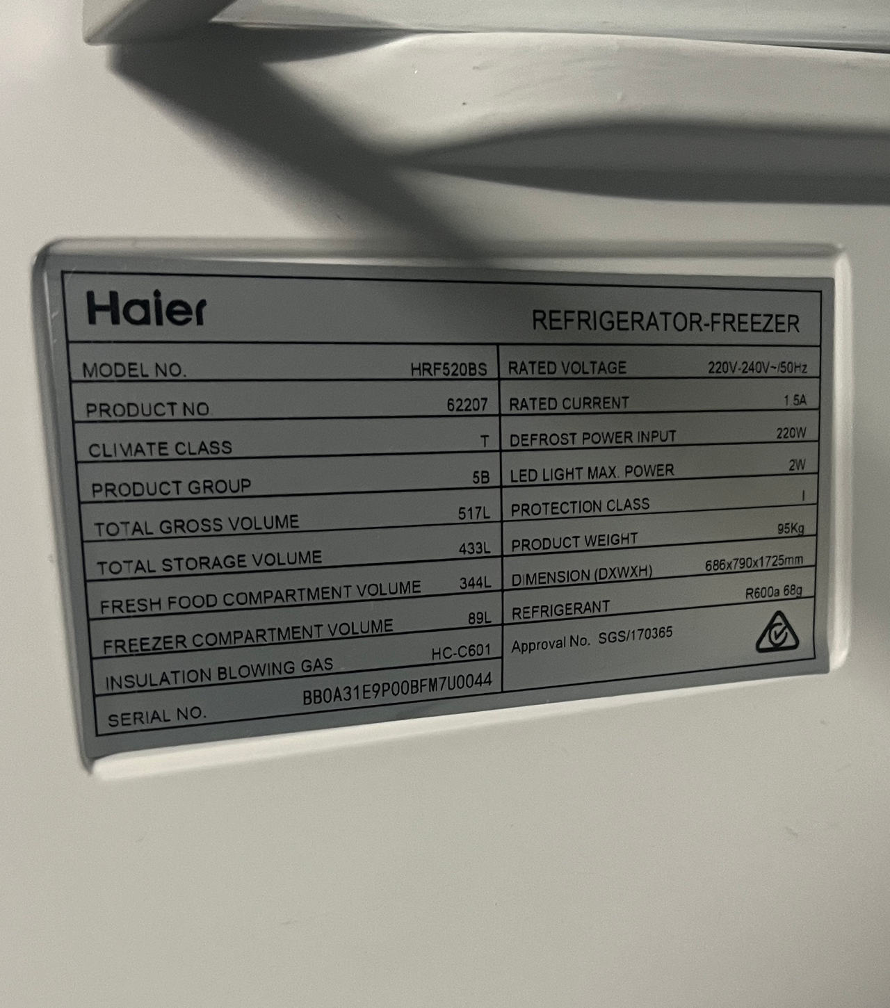 Haier HRF520BS 517L Bottom Mount Refrigerator