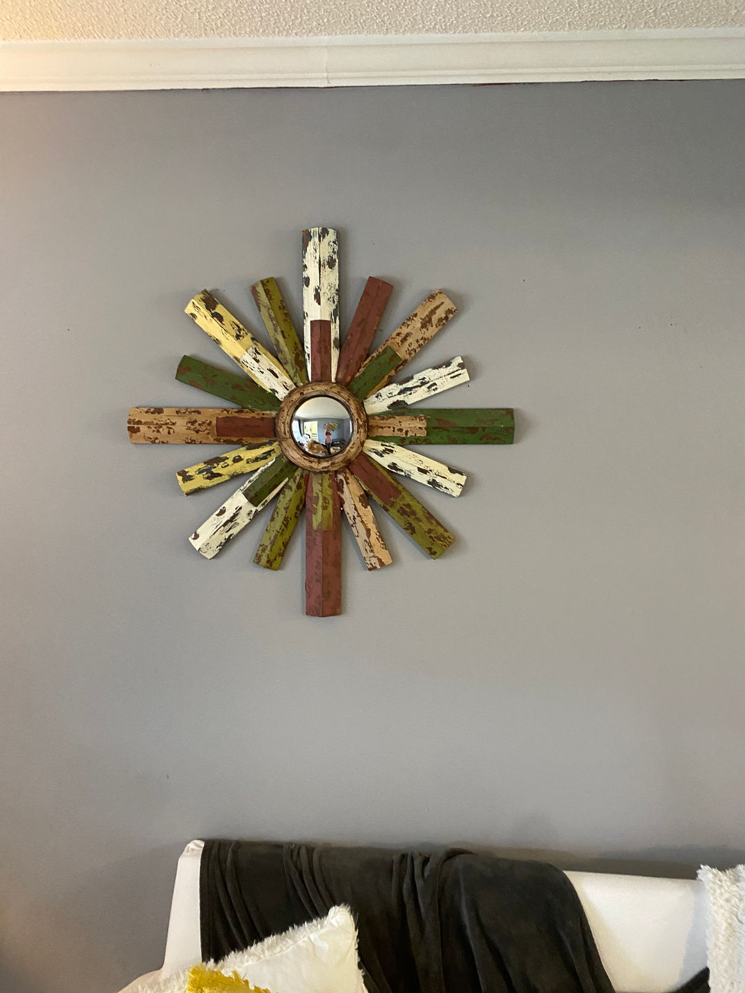 Rustic Reclaimed Wood Sunburst Wall Mirror