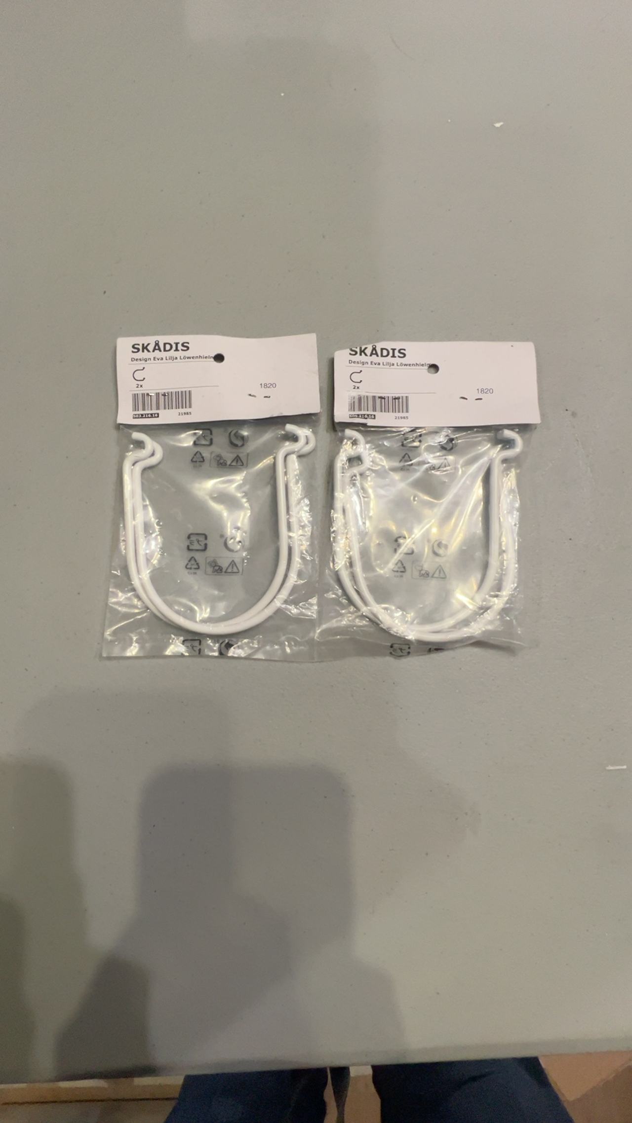 IKEA SKADIS Hook White 2 packages new