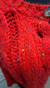 Double Zero Cropped Cardigan Red - Image 3