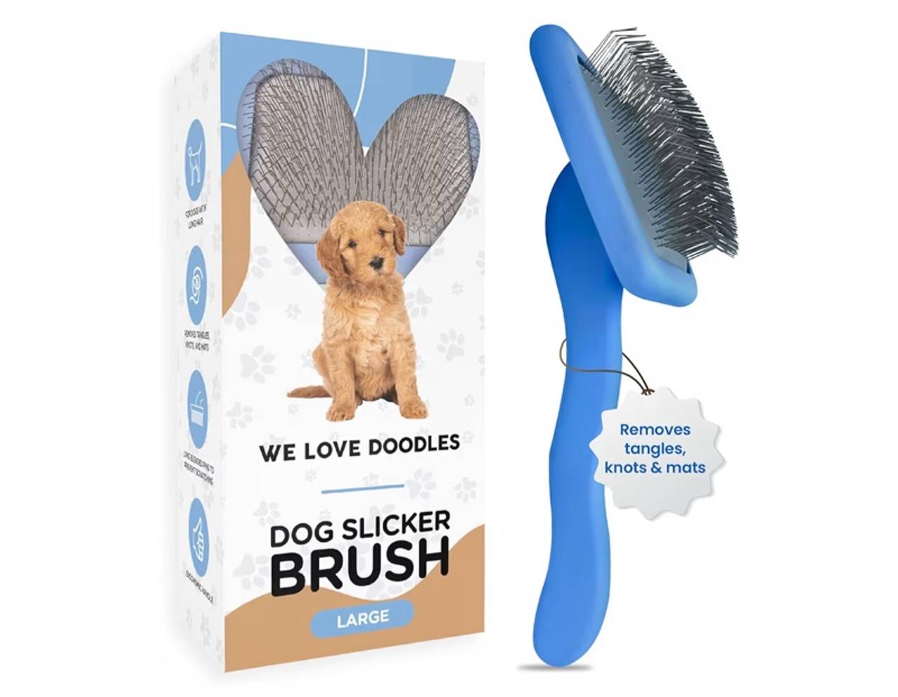 Slicker Brush for Dogs, Dog Grooming Supplies - Best Doodle & Poodle Brush Large