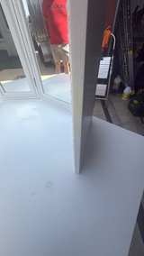 White Wooden Vanity Set with Tri-Fold Mirror and Stool - Image 4