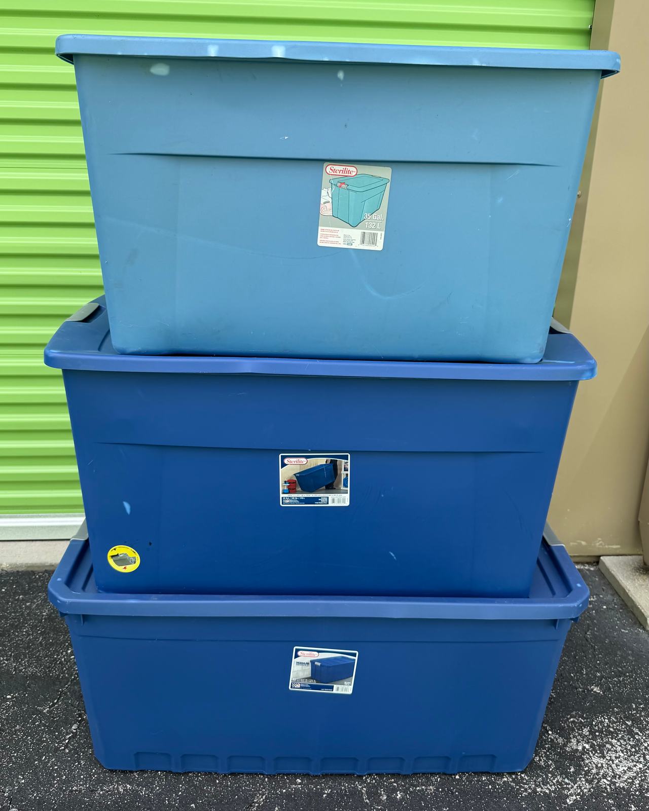 3 Sterilite 35 Gallon Latching Storage Bins