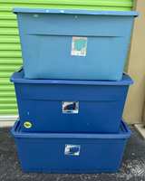 3 Sterilite 35 Gallon Latching Storage Bins - Image 1