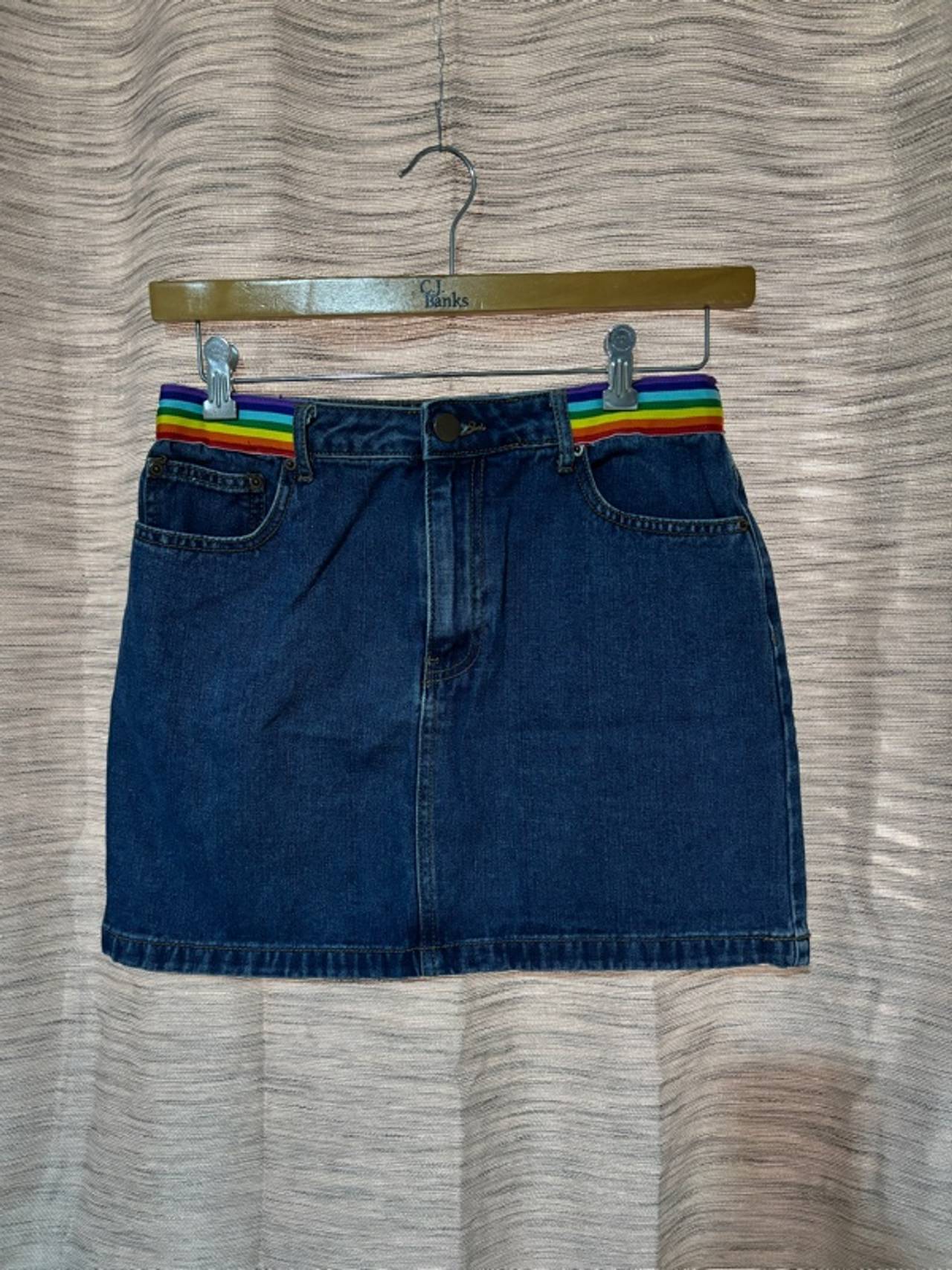 Forever 21 Denim Mini Skirt with Rainbow Belt