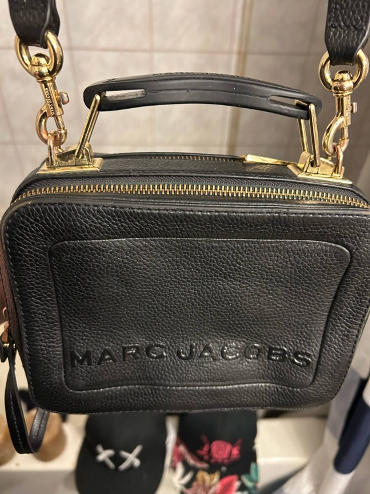 Marc Jacobs The Box 2 Leather Double Zip Crossbody Bag Black