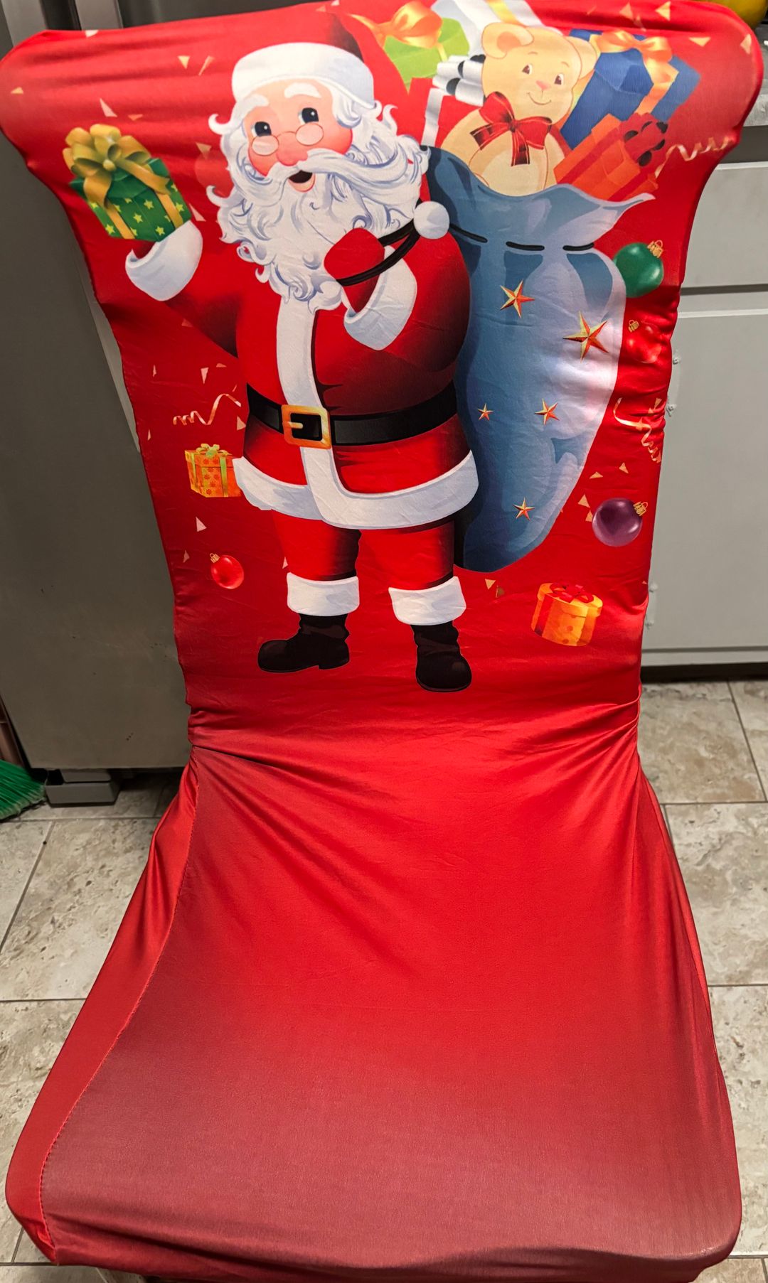 Santa Red Christmas Chair Cover set of 8.