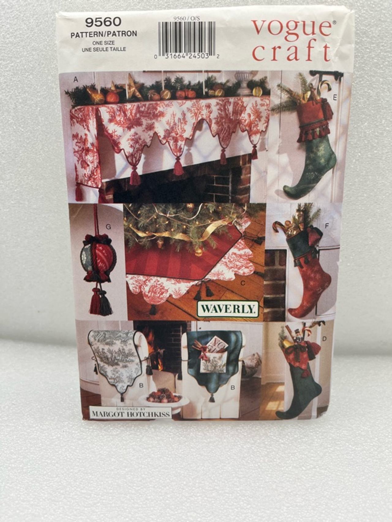 Vogue Craft 9560 A Toile Christmas Sewing Pattern Uncut