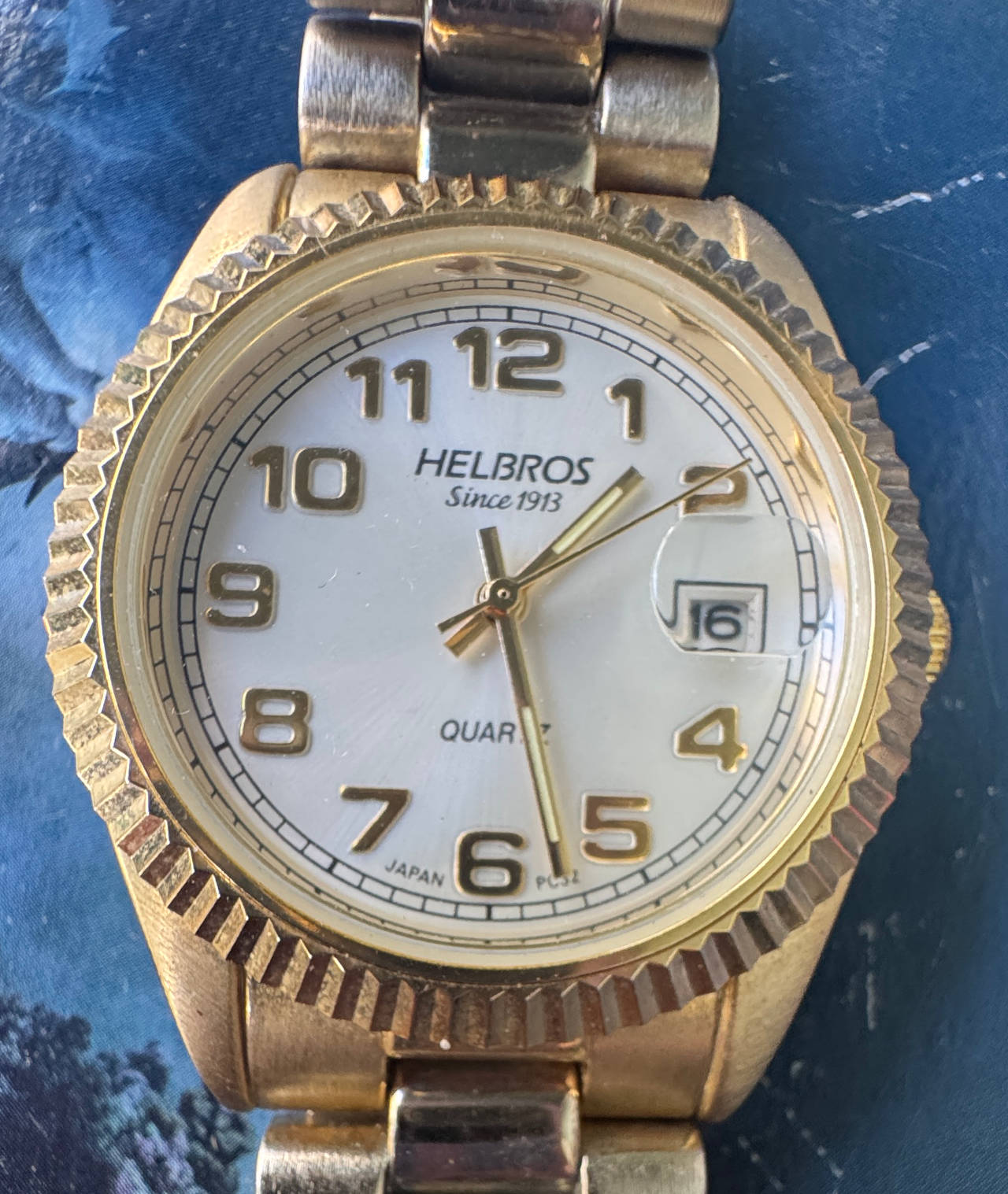 Helbros Quartz Gold Tone Watch with Date