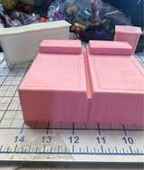 Marx vintage dollhouse master bedroom furniture, pink and white 168^ - Image 3