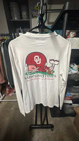 Vineyard Vines OU Sooners Football Whale Long Sleeve T-Shirt White Size Small - Image 2