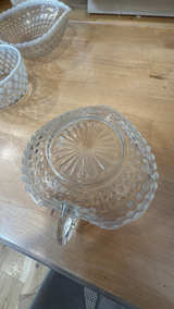 Lot of 3: Anchor Hocking Hobnail Moonstone Bowls:  4.5" and 2 leaf shaped bowls - Image 7