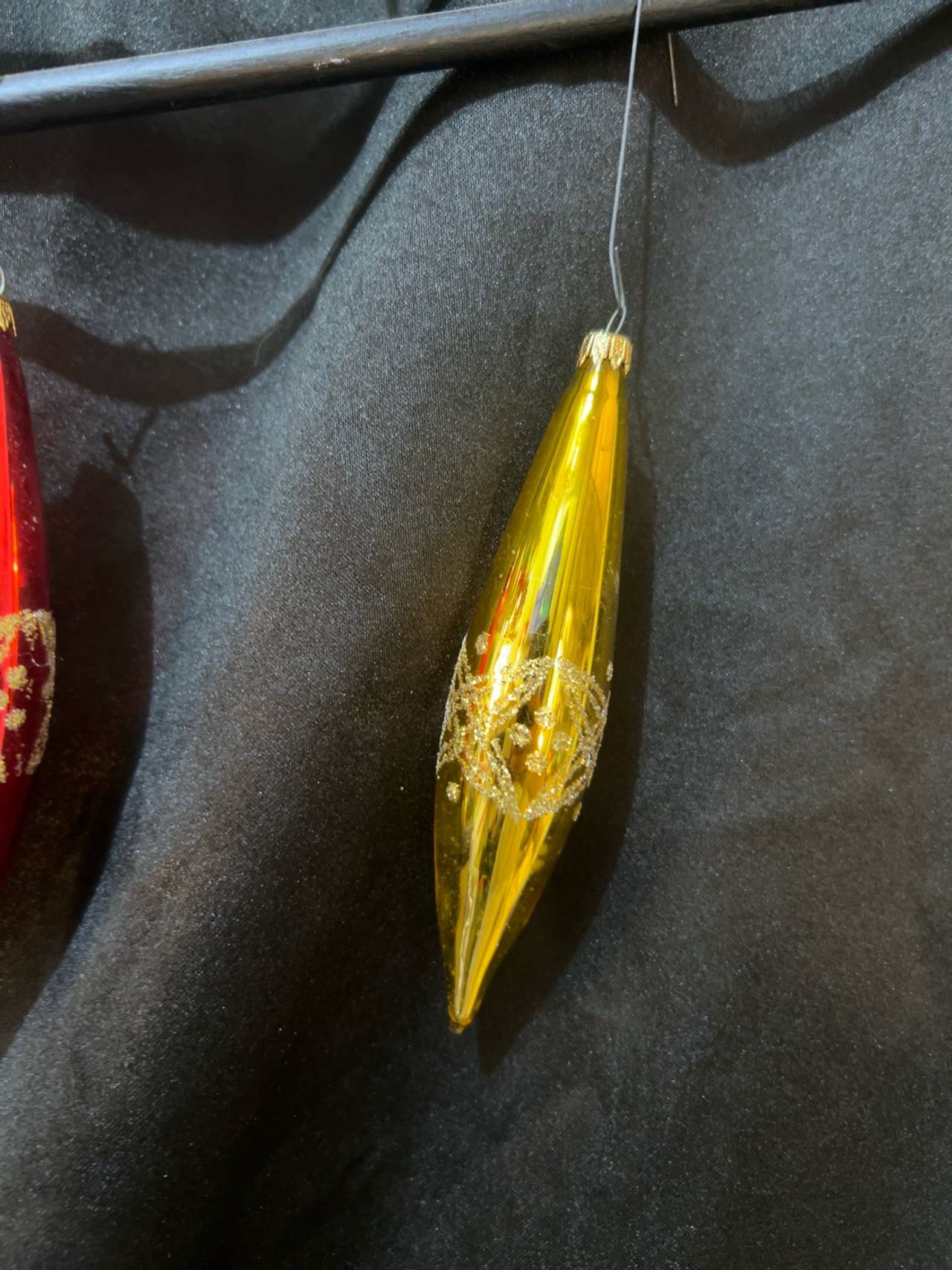 Vintage Gold & Silver Twisted Icicle Glass Christmas Ornament