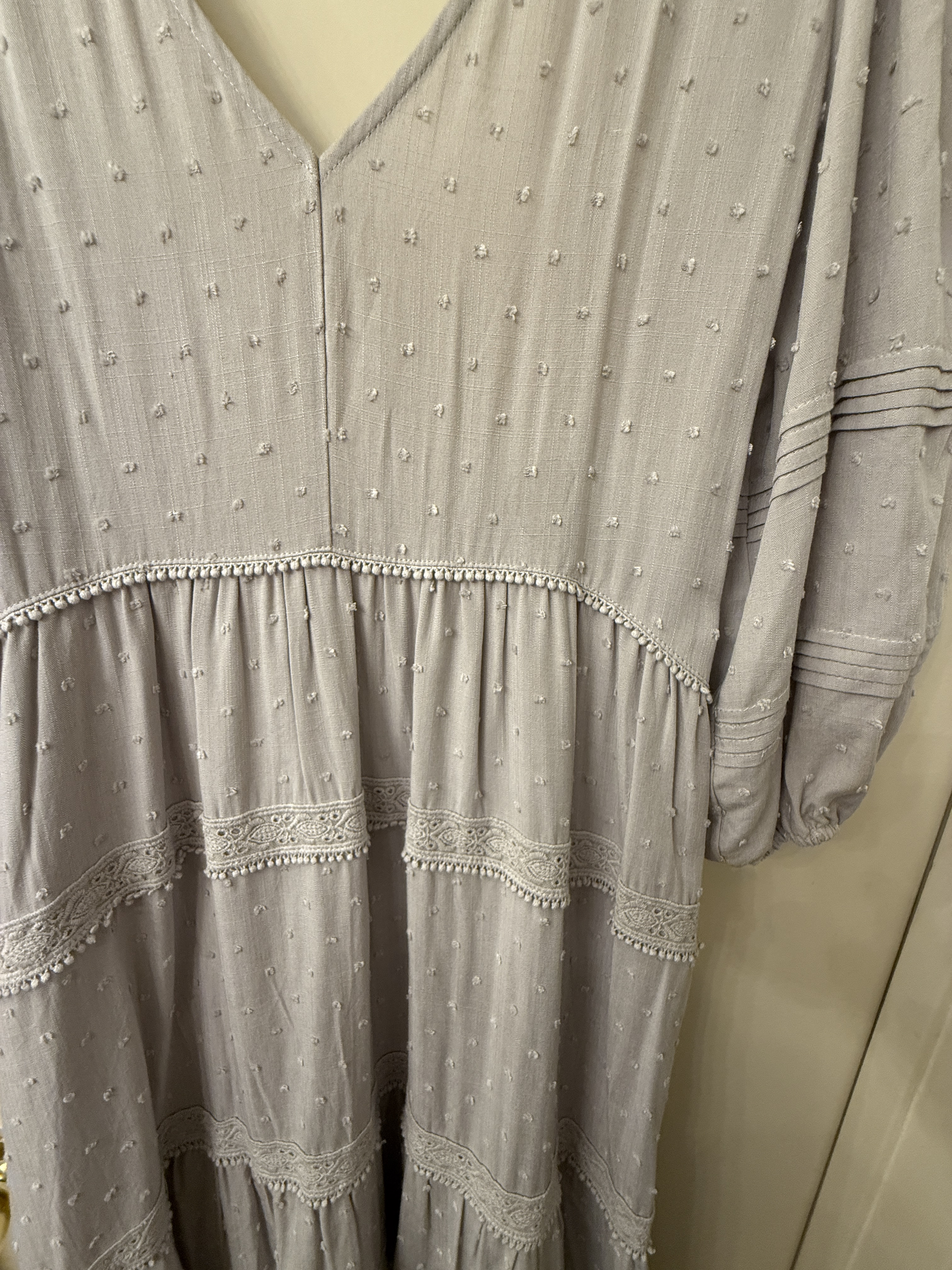 Boho Love Stitch Swiss Dot Boho Maxi Dress - Medium 