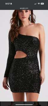 Black Sequin Cutout Mini Dress - Image 2