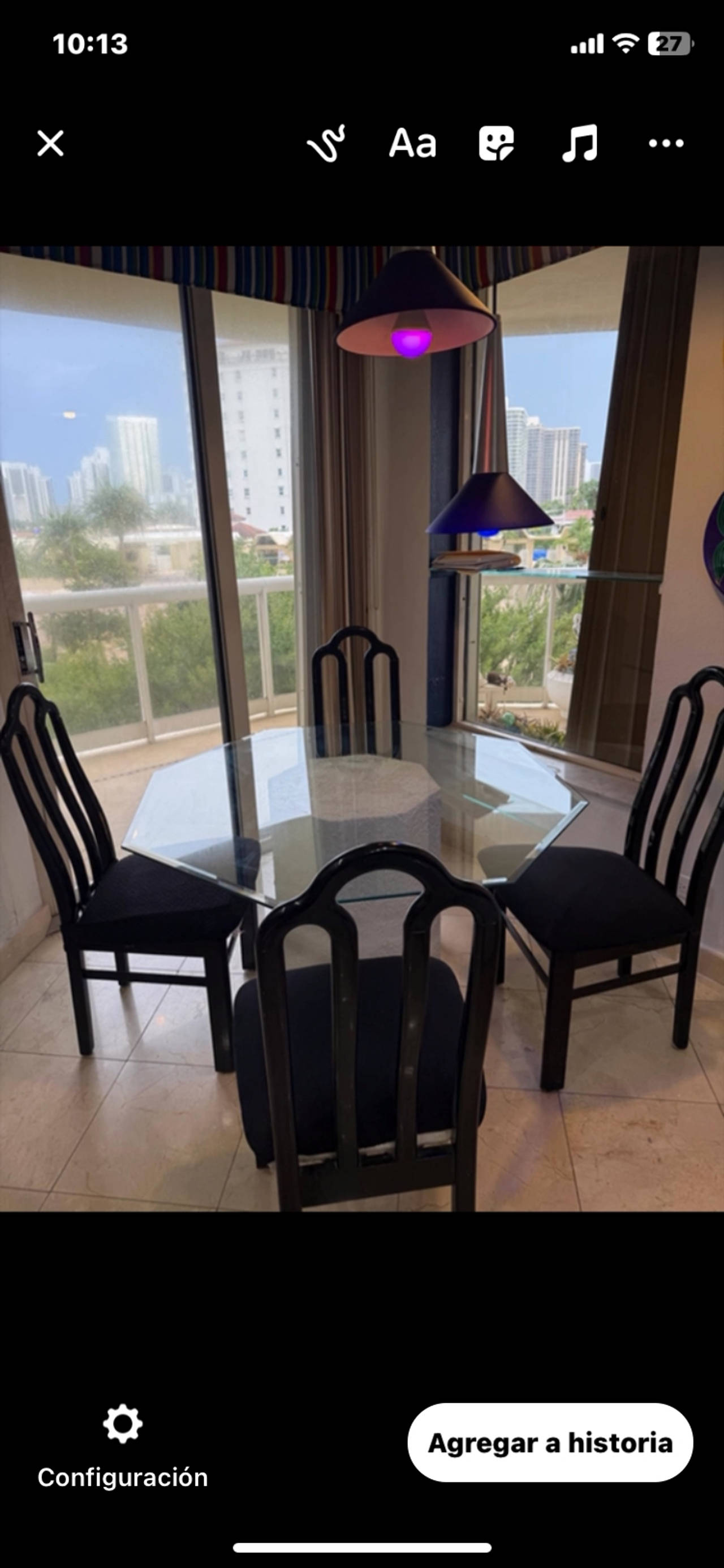 Glass Dining Table with 4 Chairs