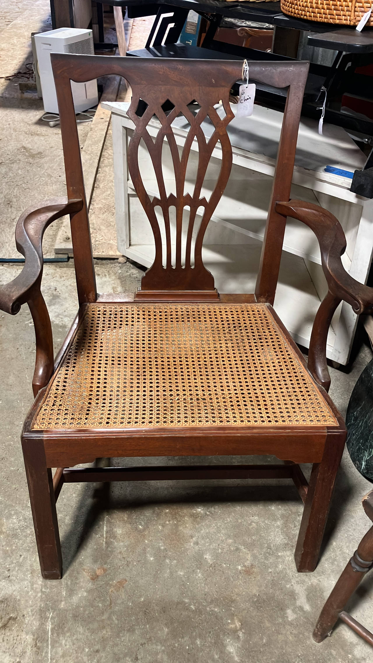 Hepplewhite Style Shield Back Armchair with Cane Seat