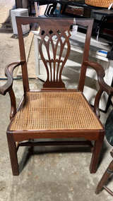 Hepplewhite Style Shield Back Armchair with Cane Seat - Image 1